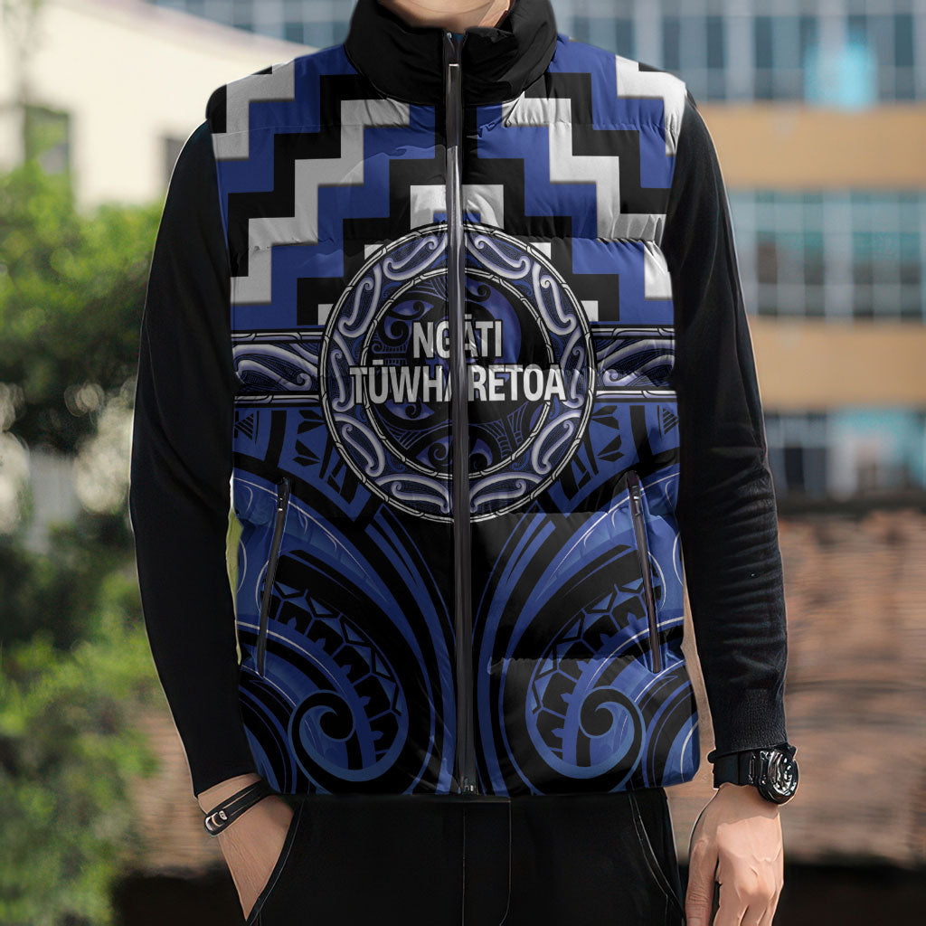 Aotearoa Ngati Tuwharetoa Personalised Sleeveless Puffer Jacket Maori Iwi Poutama Puhoro Tattoo LT14 - Polynesian Pride