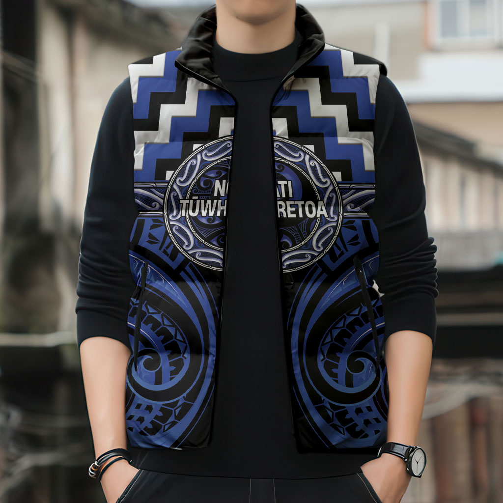 Aotearoa Ngati Tuwharetoa Personalised Sleeveless Puffer Jacket Maori Iwi Poutama Puhoro Tattoo LT14 - Polynesian Pride