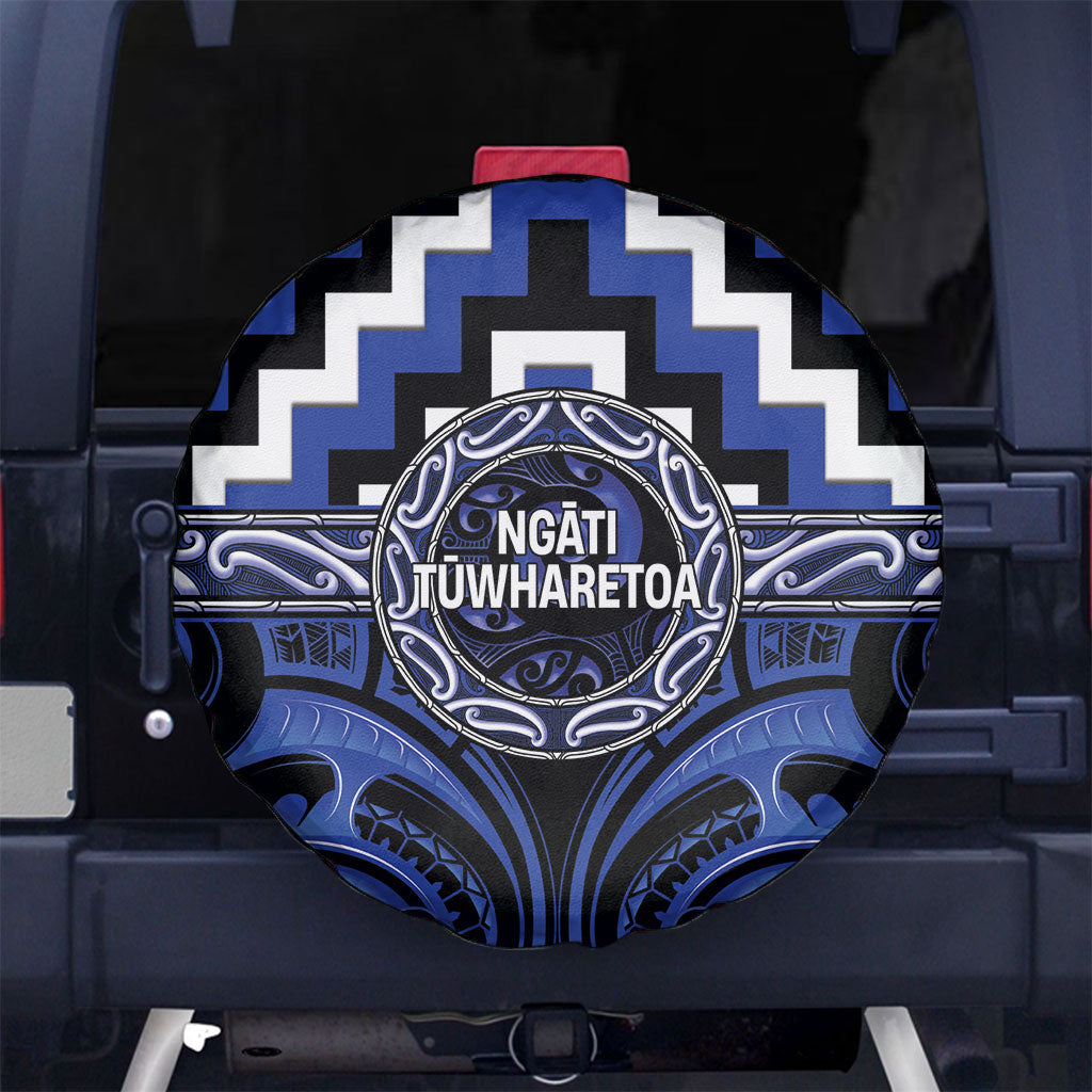 Aotearoa Ngati Tuwharetoa Spare Tire Cover Maori Iwi Poutama Puhoro Tattoo LT14 No hole Blue - Polynesian Pride