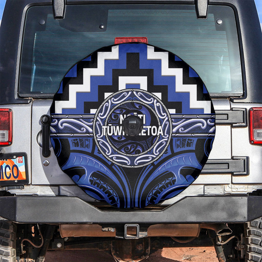 Aotearoa Ngati Tuwharetoa Spare Tire Cover Maori Iwi Poutama Puhoro Tattoo LT14 Blue - Polynesian Pride