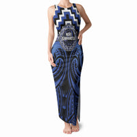 Aotearoa Ngati Tuwharetoa Personalised Tank Maxi Dress Maori Iwi Poutama Puhoro Tattoo LT14 Women Blue - Polynesian Pride