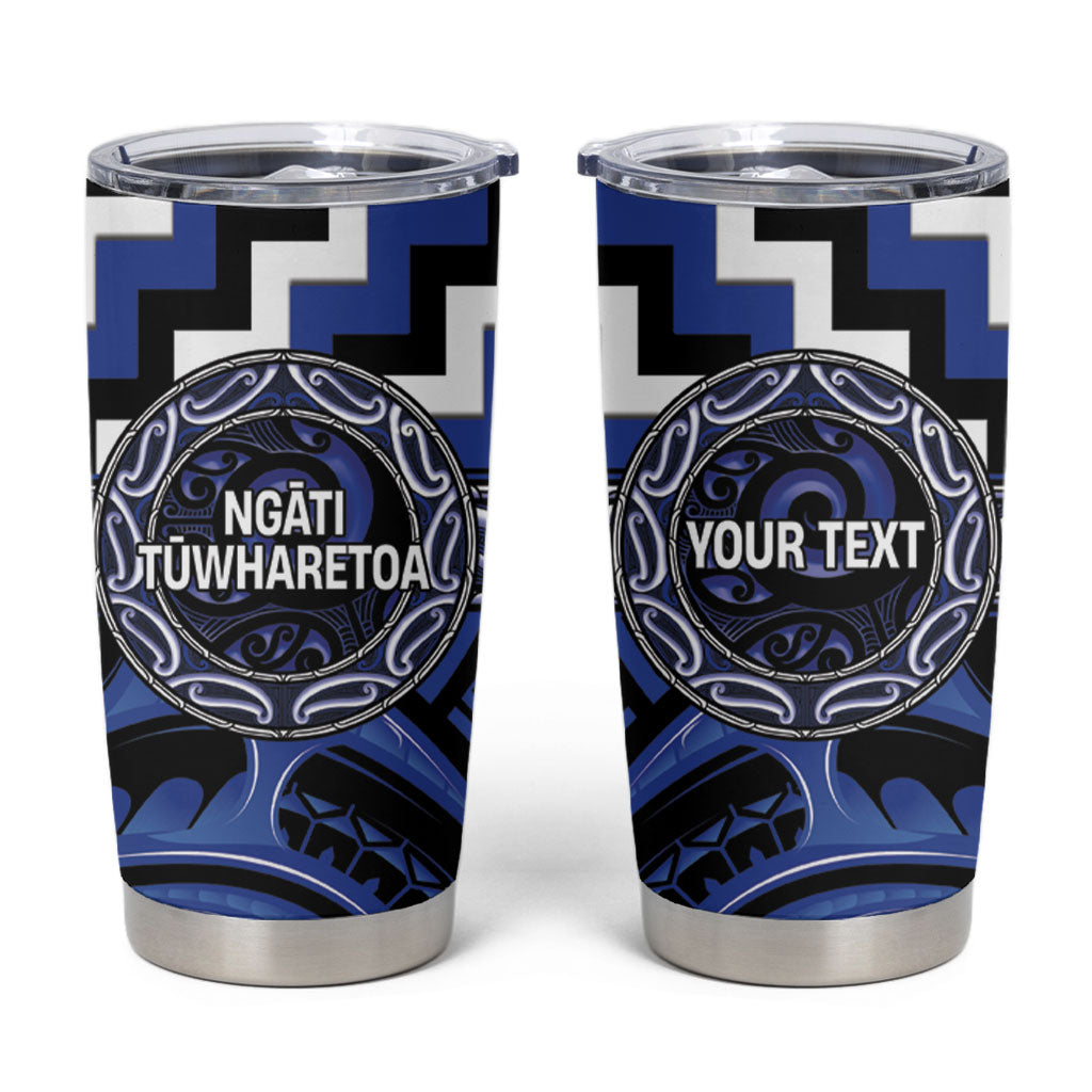 Aotearoa Ngati Tuwharetoa Personalised Tumbler Cup Maori Iwi Poutama Puhoro Tattoo LT14 Blue - Polynesian Pride