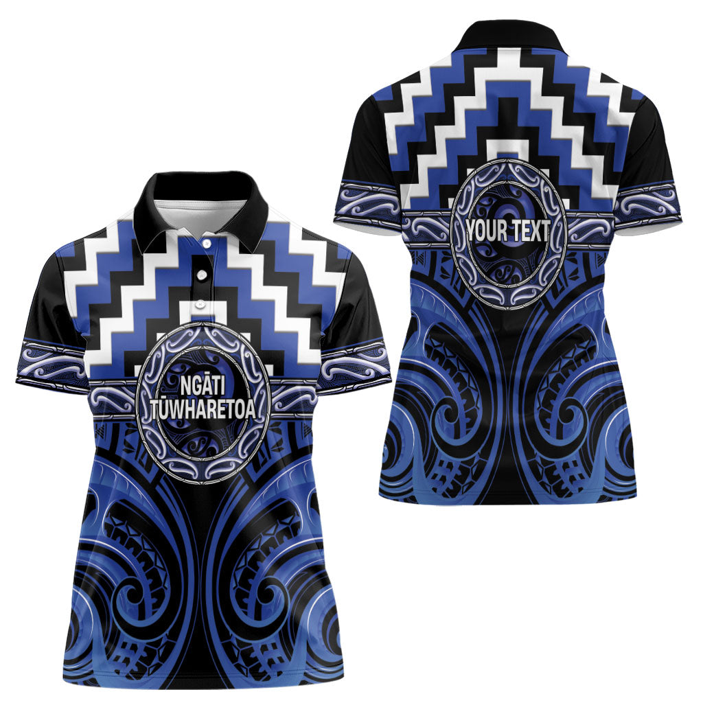 Aotearoa Ngati Tuwharetoa Personalised Women Polo Shirt Maori Iwi Poutama Puhoro Tattoo LT14 - Polynesian Pride