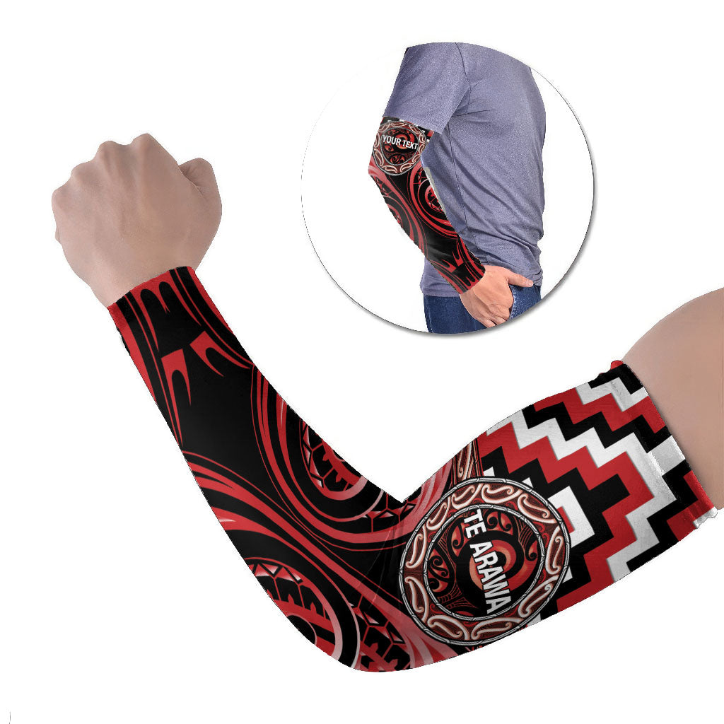 Aotearoa Te Arawa Personalised Arm Sleeves Maori Iwi Poutama Puhoro Tattoo LT14 Set of 2 Red - Polynesian Pride