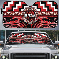 Aotearoa Te Arawa Auto Sun Shade Maori Iwi Poutama Puhoro Tattoo LT14 Red - Polynesian Pride