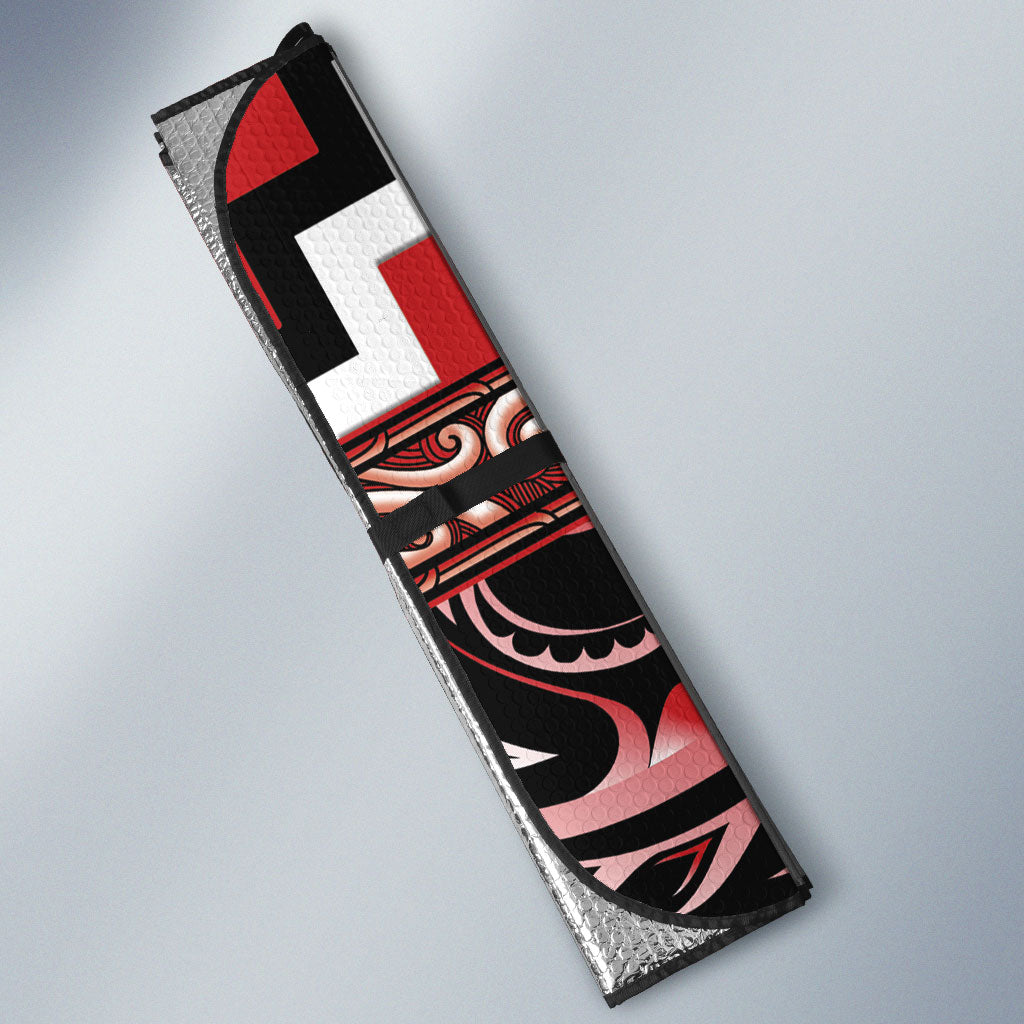 Aotearoa Te Arawa Auto Sun Shade Maori Iwi Poutama Puhoro Tattoo LT14 - Polynesian Pride