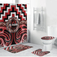 Aotearoa Te Arawa Bathroom Set Maori Iwi Poutama Puhoro Tattoo LT14 Bathroom Set (4 pcs) Red - Polynesian Pride