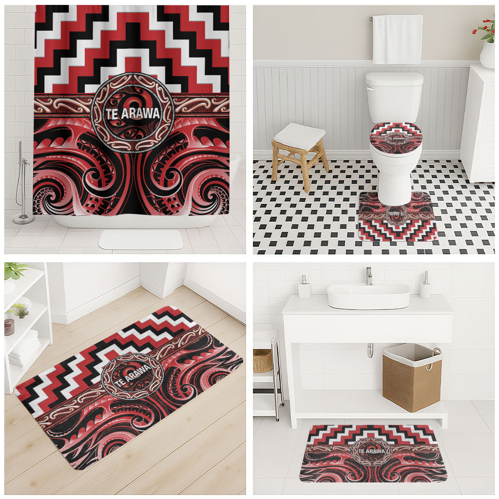 Aotearoa Te Arawa Bathroom Set Maori Iwi Poutama Puhoro Tattoo LT14 - Polynesian Pride