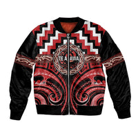 Aotearoa Te Arawa Personalised Bomber Jacket Maori Iwi Poutama Puhoro Tattoo LT14 Unisex Red - Polynesian Pride