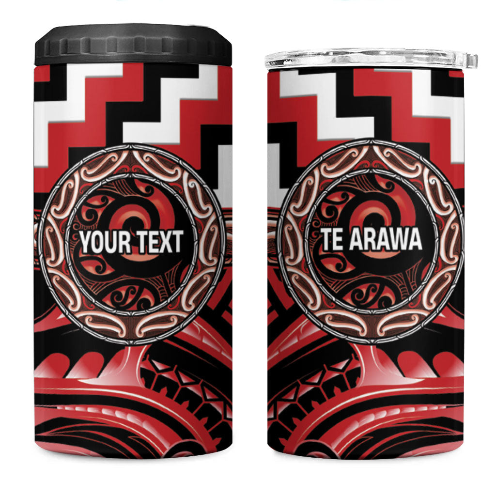Aotearoa Te Arawa Personalised 4 in 1 Can Cooler Tumbler Maori Iwi Poutama Puhoro Tattoo LT14 One Size: 16 oz Red - Polynesian Pride