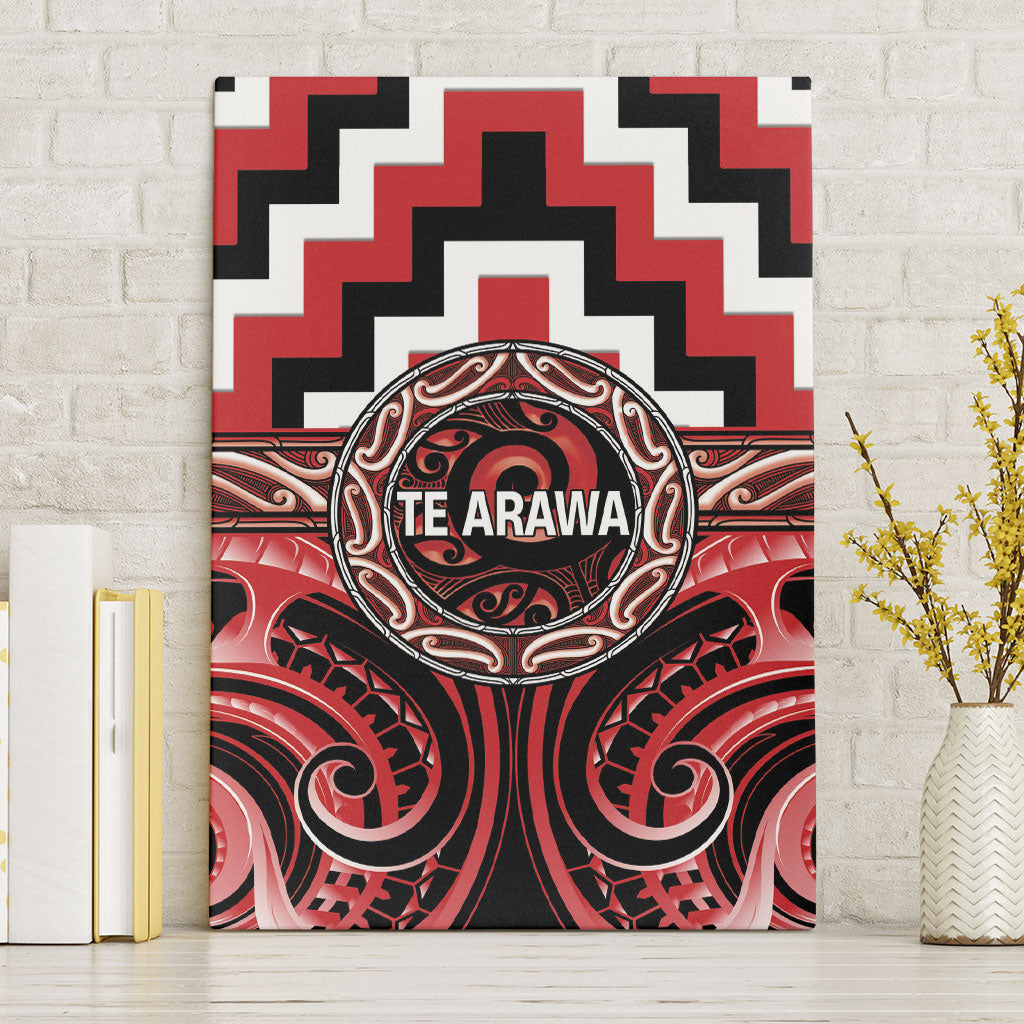 Aotearoa Te Arawa Canvas Wall Art Maori Iwi Poutama Puhoro Tattoo LT14 Without Frame Red - Polynesian Pride