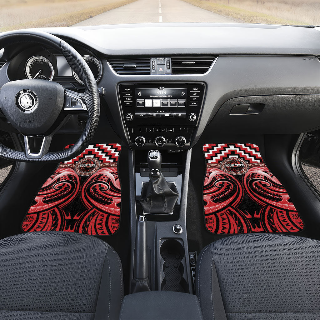 Aotearoa Te Arawa Personalised Car Mats Maori Iwi Poutama Puhoro Tattoo LT14 Set 2pcs - Front Red - Polynesian Pride