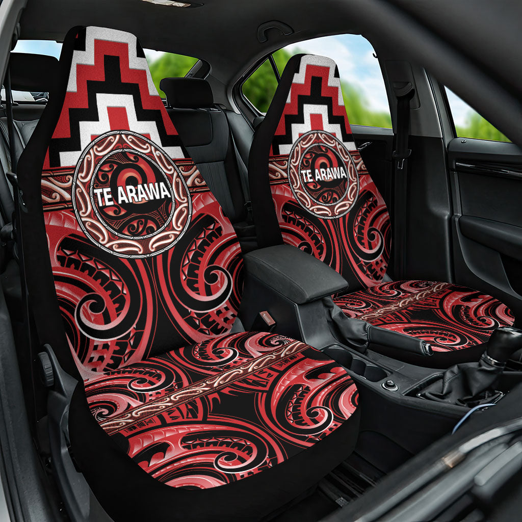 Aotearoa Te Arawa Car Seat Cover Maori Iwi Poutama Puhoro Tattoo LT14 One Size Red - Polynesian Pride
