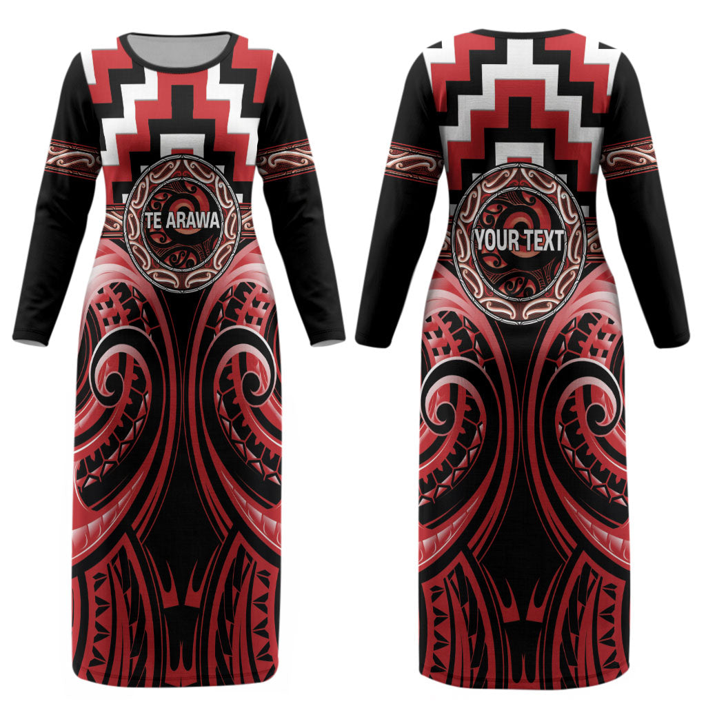 Aotearoa Te Arawa Personalised Couples Matching Long Sleeve Bodycon Dress and Long Sleeve Button Shirt Maori Iwi Poutama Puhoro Tattoo LT14 - Polynesian Pride