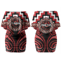 Aotearoa Te Arawa Personalised Couples Matching Off Shoulder Short Dress and Long Sleeve Button Shirt Maori Iwi Poutama Puhoro Tattoo LT14 - Polynesian Pride
