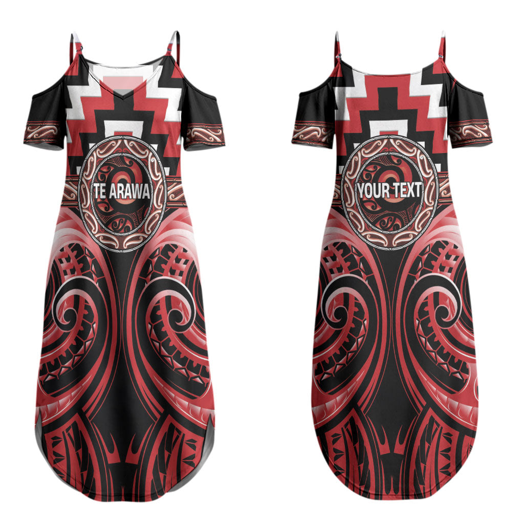 Aotearoa Te Arawa Personalised Couples Matching Summer Maxi Dress and Long Sleeve Button Shirt Maori Iwi Poutama Puhoro Tattoo LT14 - Polynesian Pride