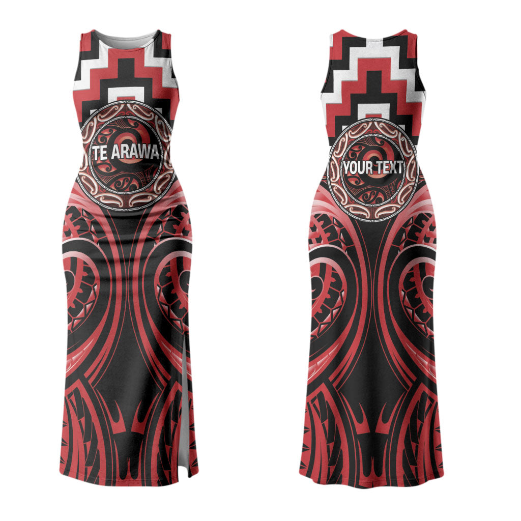 Aotearoa Te Arawa Personalised Couples Matching Tank Maxi Dress and Long Sleeve Button Shirt Maori Iwi Poutama Puhoro Tattoo LT14 - Polynesian Pride