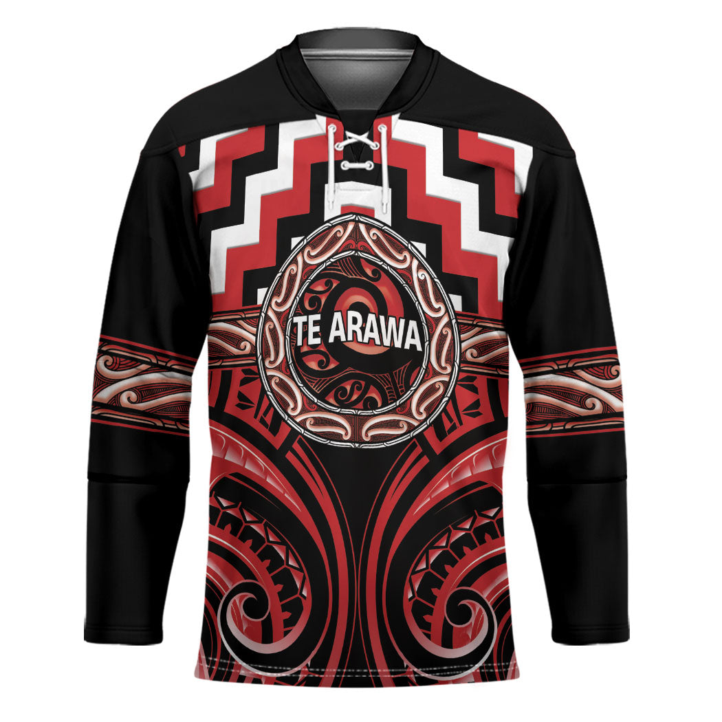 Aotearoa Te Arawa Personalised Hockey Jersey Maori Iwi Poutama Puhoro Tattoo LT14 Unisex Red - Polynesian Pride