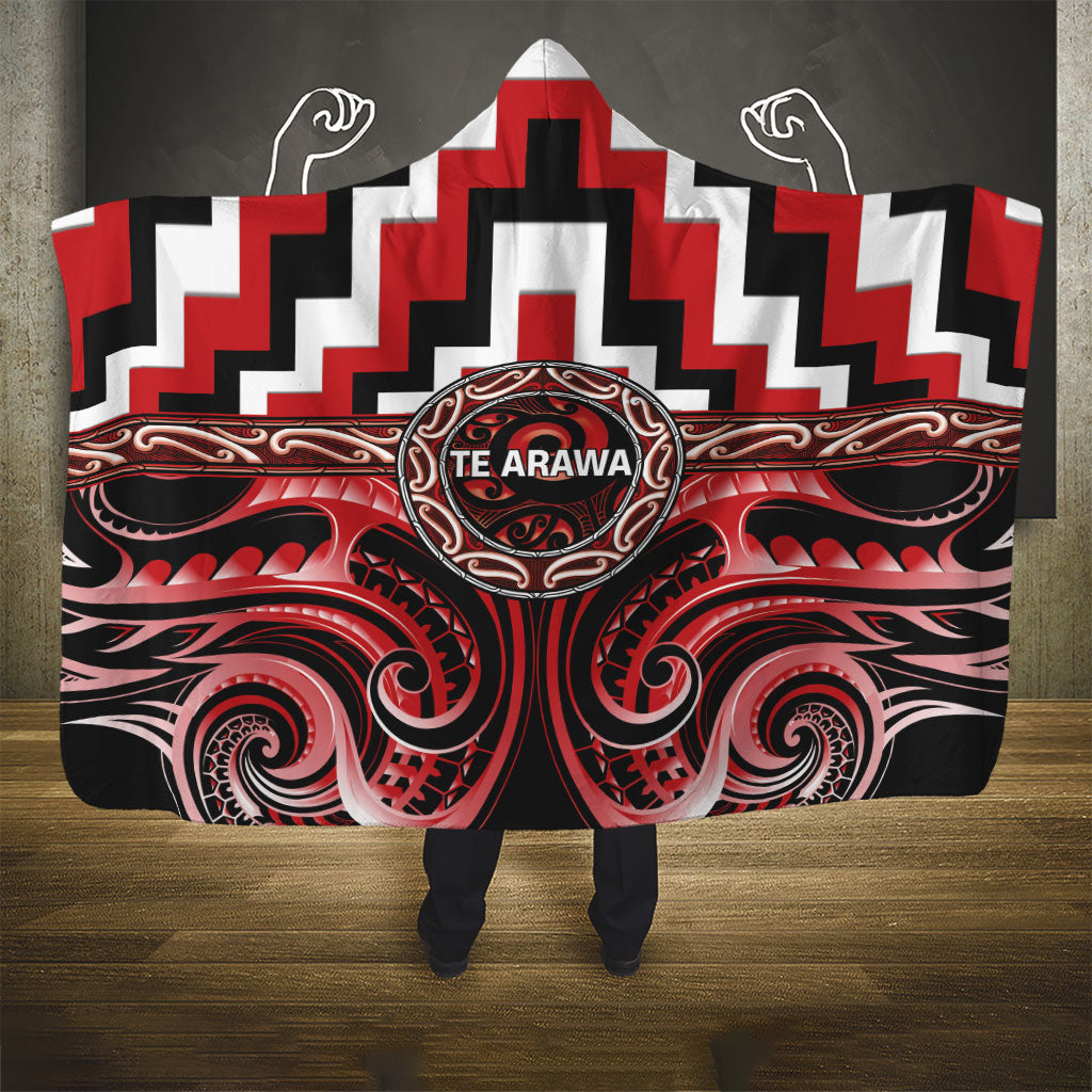 Aotearoa Te Arawa Hooded Blanket Maori Iwi Poutama Puhoro Tattoo LT14 - Polynesian Pride