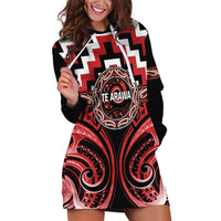 Aotearoa Te Arawa Personalised Hoodie Dress Maori Iwi Poutama Puhoro Tattoo LT14 Red - Polynesian Pride