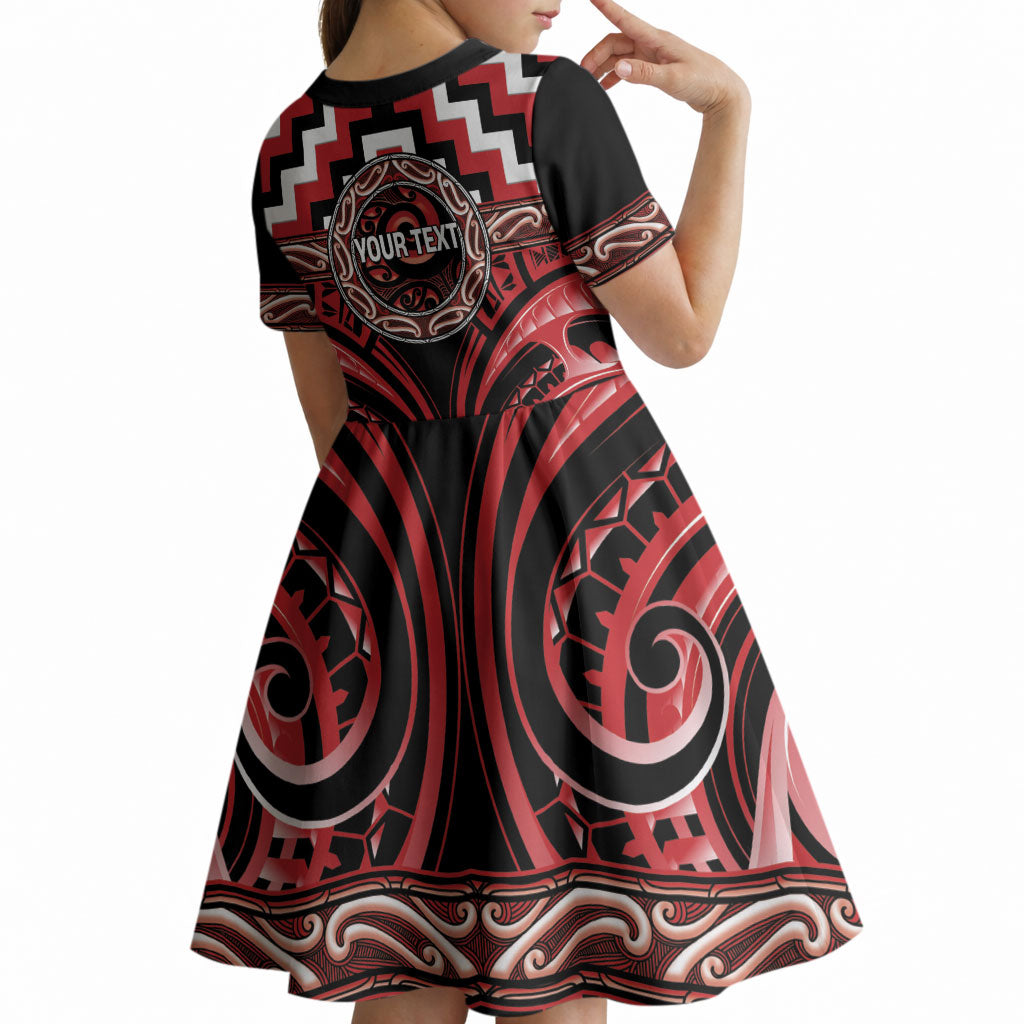 Aotearoa Te Arawa Personalised Kid Short Sleeve Dress Maori Iwi Poutama Puhoro Tattoo LT14 - Polynesian Pride