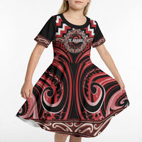 Aotearoa Te Arawa Personalised Kid Short Sleeve Dress Maori Iwi Poutama Puhoro Tattoo LT14 - Polynesian Pride
