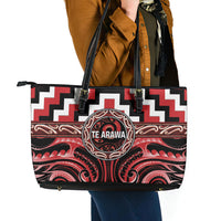 Aotearoa Te Arawa Leather Tote Bag Maori Iwi Poutama Puhoro Tattoo LT14 - Polynesian Pride