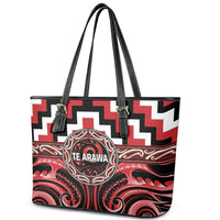 Aotearoa Te Arawa Leather Tote Bag Maori Iwi Poutama Puhoro Tattoo LT14 - Polynesian Pride