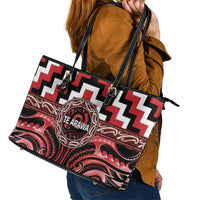 Aotearoa Te Arawa Leather Tote Bag Maori Iwi Poutama Puhoro Tattoo LT14 - Polynesian Pride