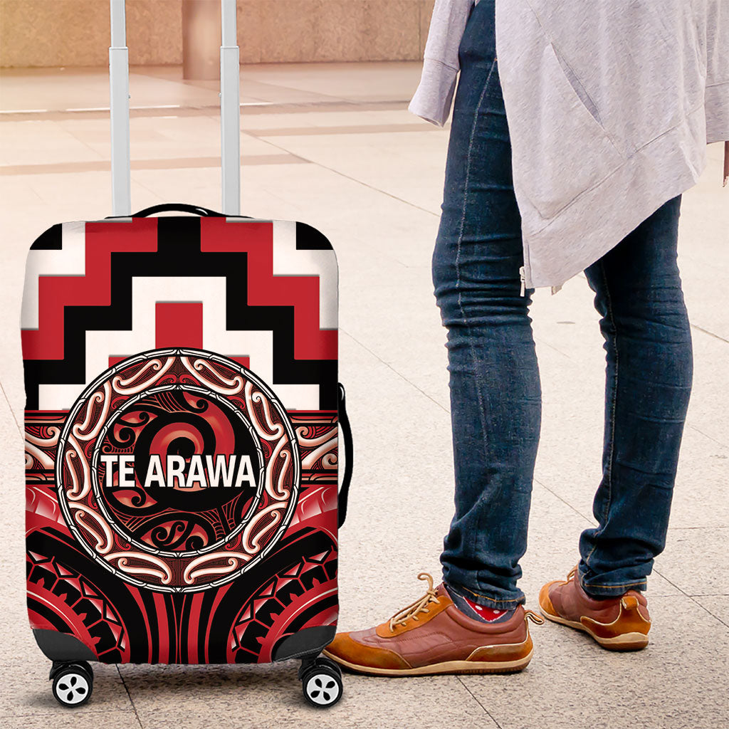 Aotearoa Te Arawa Luggage Cover Maori Iwi Poutama Puhoro Tattoo LT14 Red - Polynesian Pride