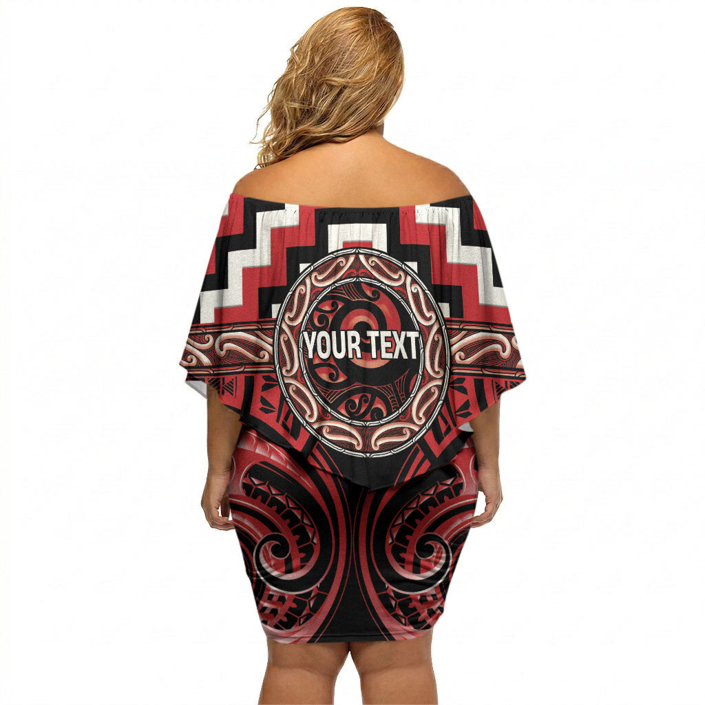 Aotearoa Te Arawa Personalised Off Shoulder Short Dress Maori Iwi Poutama Puhoro Tattoo LT14 - Polynesian Pride