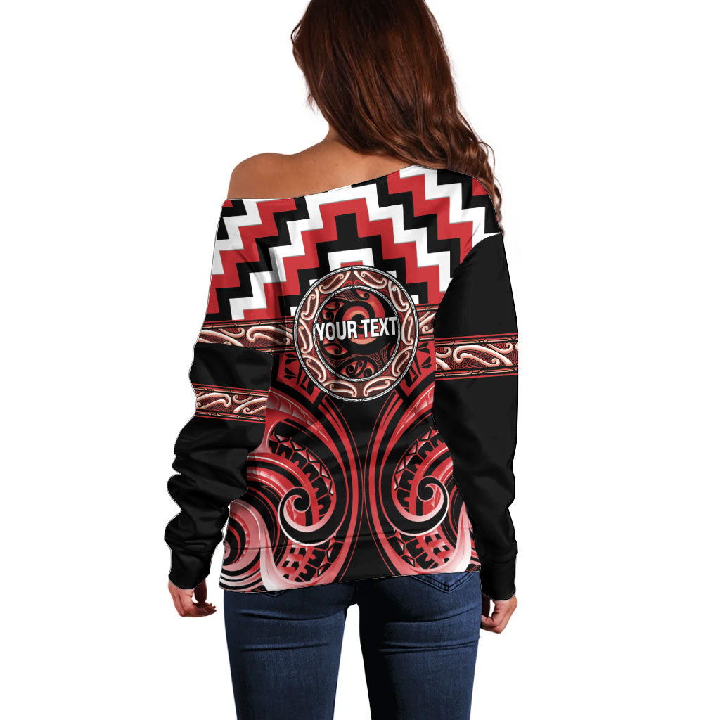 Aotearoa Te Arawa Personalised Off Shoulder Sweater Maori Iwi Poutama Puhoro Tattoo LT14 - Polynesian Pride