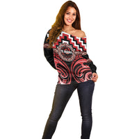 Aotearoa Te Arawa Personalised Off Shoulder Sweater Maori Iwi Poutama Puhoro Tattoo LT14 - Polynesian Pride