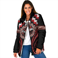 Aotearoa Te Arawa Personalised Padded Jacket Maori Iwi Poutama Puhoro Tattoo LT14 Women Red - Polynesian Pride