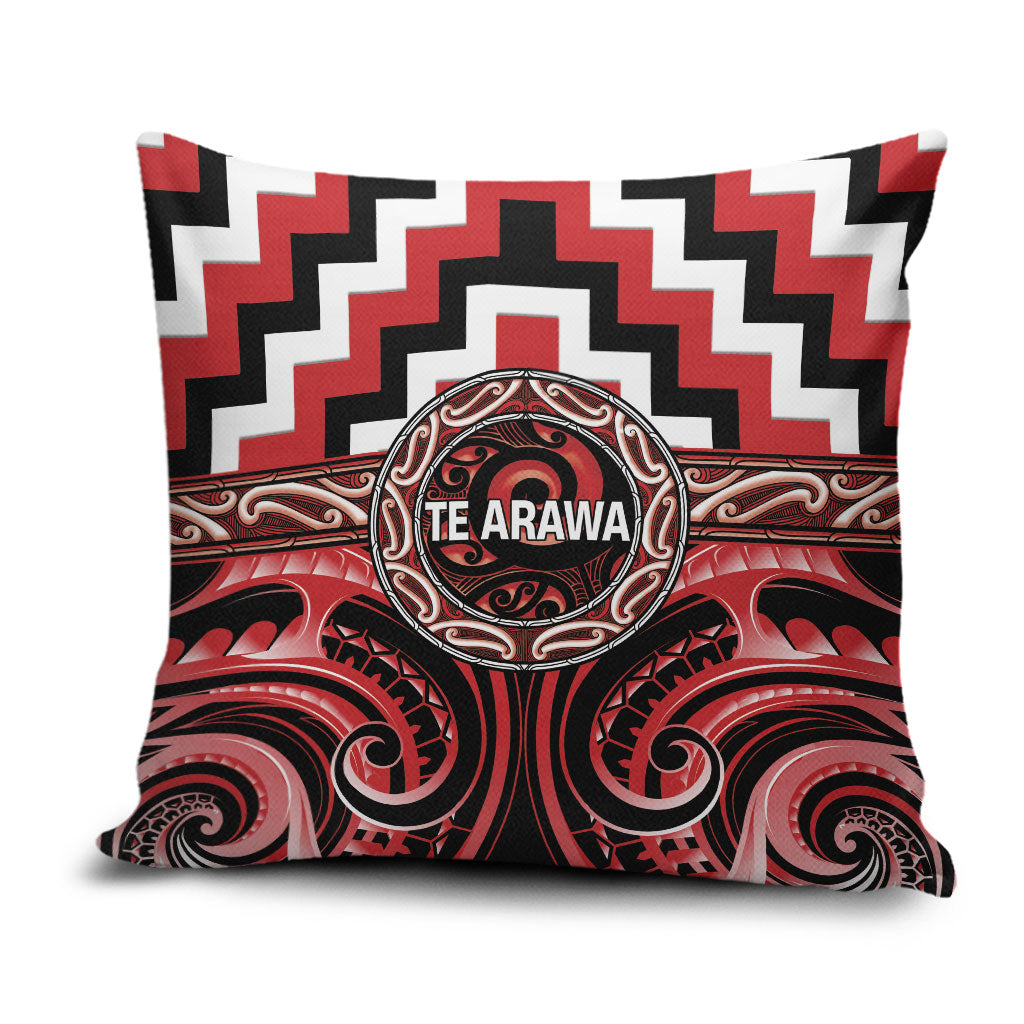 Aotearoa Te Arawa Pillow Cover Maori Iwi Poutama Puhoro Tattoo LT14 Red - Polynesian Pride