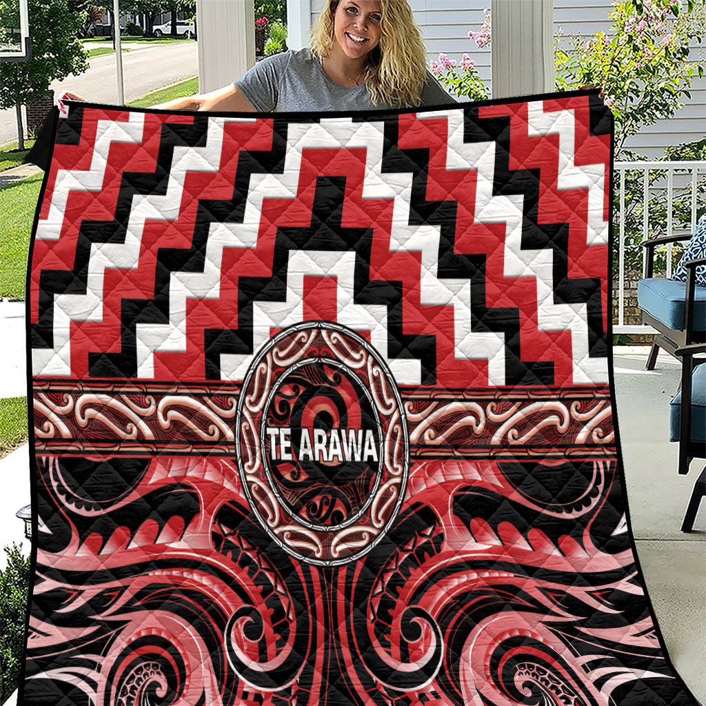 Aotearoa Te Arawa Quilt Maori Iwi Poutama Puhoro Tattoo LT14 Red - Polynesian Pride