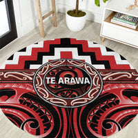 Aotearoa Te Arawa Round Carpet Maori Iwi Poutama Puhoro Tattoo LT14 Red - Polynesian Pride