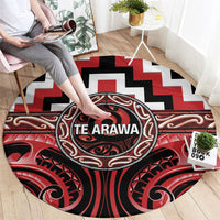 Aotearoa Te Arawa Round Carpet Maori Iwi Poutama Puhoro Tattoo LT14 - Polynesian Pride