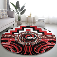 Aotearoa Te Arawa Round Carpet Maori Iwi Poutama Puhoro Tattoo LT14 - Polynesian Pride