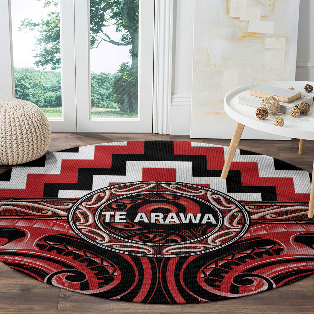 Aotearoa Te Arawa Round Carpet Maori Iwi Poutama Puhoro Tattoo LT14 - Polynesian Pride