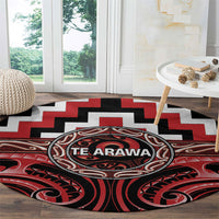 Aotearoa Te Arawa Round Carpet Maori Iwi Poutama Puhoro Tattoo LT14 - Polynesian Pride