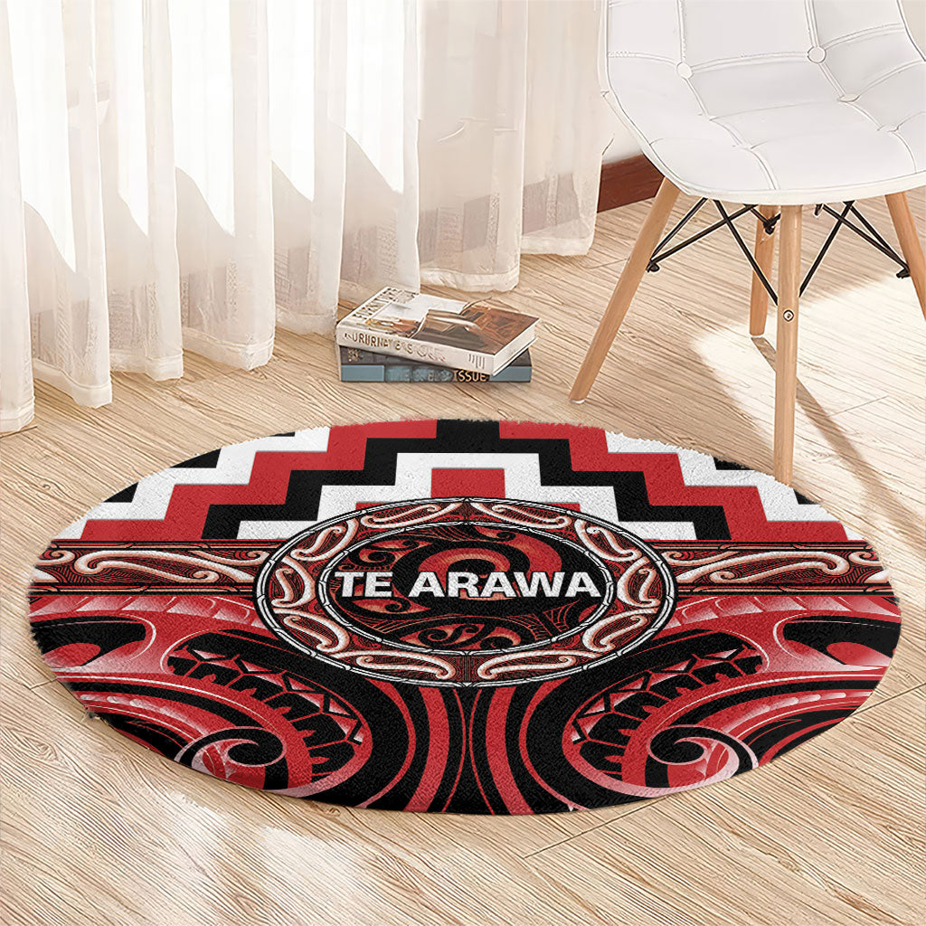 Aotearoa Te Arawa Round Carpet Maori Iwi Poutama Puhoro Tattoo LT14 - Polynesian Pride