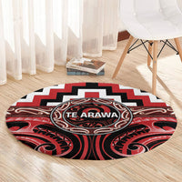 Aotearoa Te Arawa Round Carpet Maori Iwi Poutama Puhoro Tattoo LT14 - Polynesian Pride
