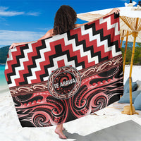 Aotearoa Te Arawa Sarong Maori Iwi Poutama Puhoro Tattoo LT14 One Size 44 x 66 inches Red - Polynesian Pride