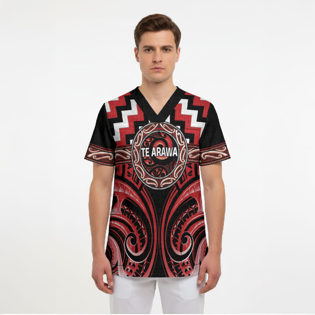 Aotearoa Te Arawa Personalised Scrub Top Maori Iwi Poutama Puhoro Tattoo LT14 - Polynesian Pride