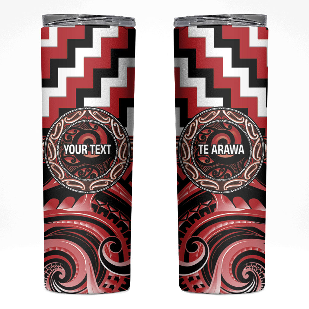 Aotearoa Te Arawa Personalised Skinny Tumbler Maori Iwi Poutama Puhoro Tattoo LT14 Red - Polynesian Pride