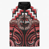 Aotearoa Te Arawa Personalised Sleeveless Puffer Jacket Maori Iwi Poutama Puhoro Tattoo LT14 Unisex Red - Polynesian Pride