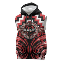 Aotearoa Te Arawa Personalised Sleeveless Zip Hoodie Maori Iwi Poutama Puhoro Tattoo LT14 Red - Polynesian Pride