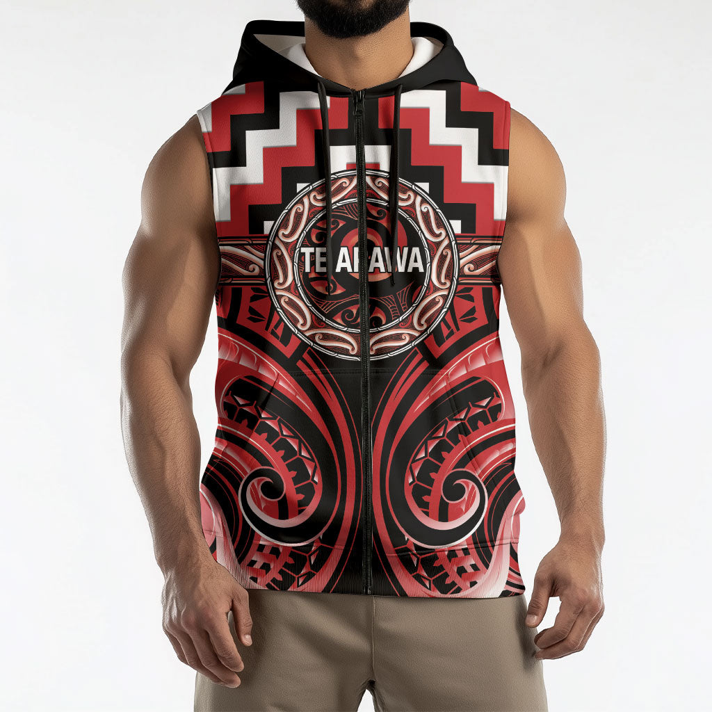 Aotearoa Te Arawa Personalised Sleeveless Zip Hoodie Maori Iwi Poutama Puhoro Tattoo LT14 - Polynesian Pride