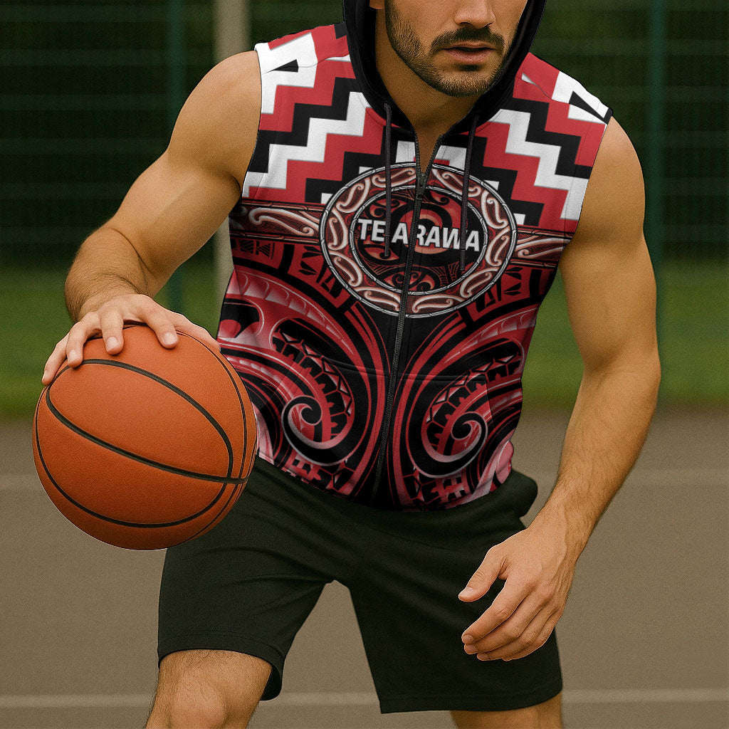 Aotearoa Te Arawa Personalised Sleeveless Zip Hoodie Maori Iwi Poutama Puhoro Tattoo LT14 - Polynesian Pride